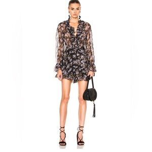 Zimmermann Black Sheer Floral Ruffle Romper size XS or 0